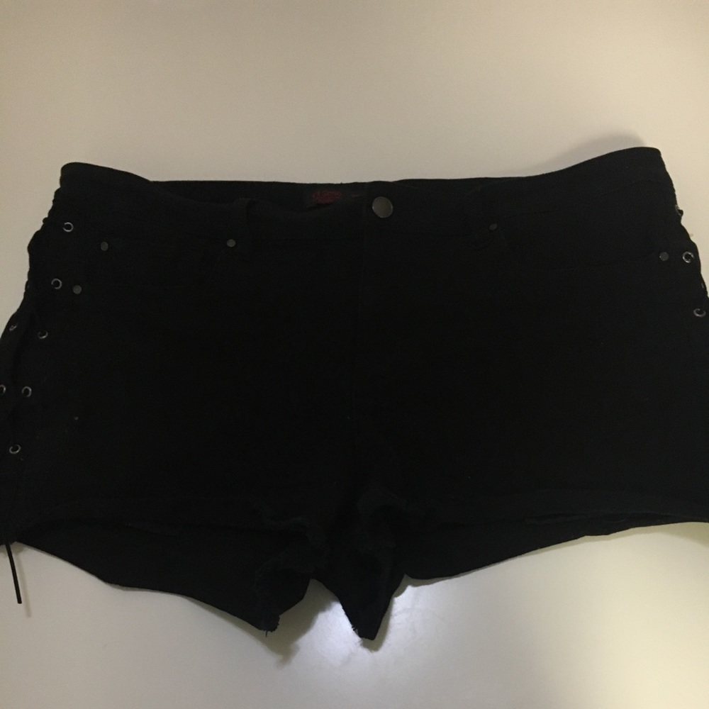 Black cutoff shorts